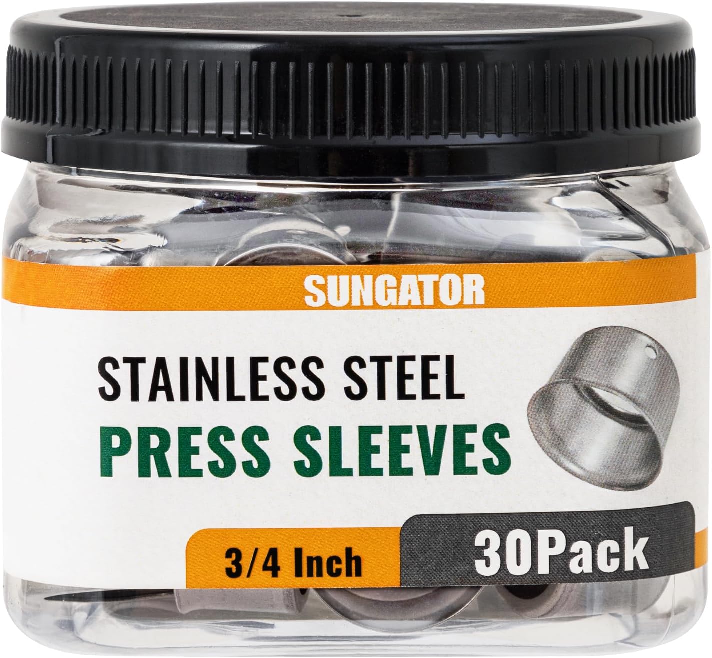 60 Pack 3/4" Pex Stainless Steel Press Sleeves, SUNGATOR 3/4'' Press Sleeves for 3/4 Inch Pex Pipe, Brass or Poly PPSU Pex Fittings