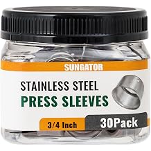 30 Pack 3/4" Pex Stainless Steel Press Sleeves, SUNGATOR 3/4'' Press Sleeves for 3/4 Inch Pex Pipe, Brass or Poly PPSU Pex Fittings