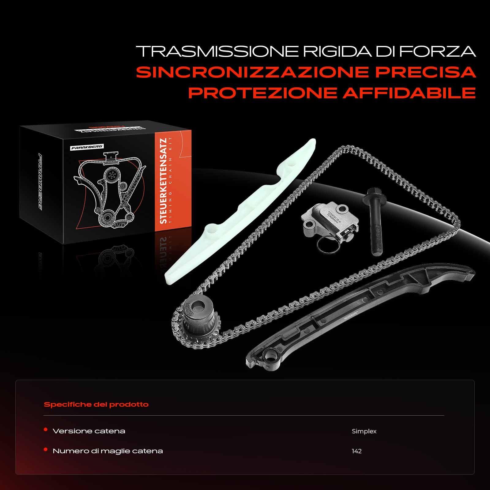 Frankberg Catene di distribuzione Benzina Compatibile con 500 312 0.9L 500 C 312 0.9L Punto 199 0.9L Cono 955 0.9L 312 319 0.9L Replace# 55248603