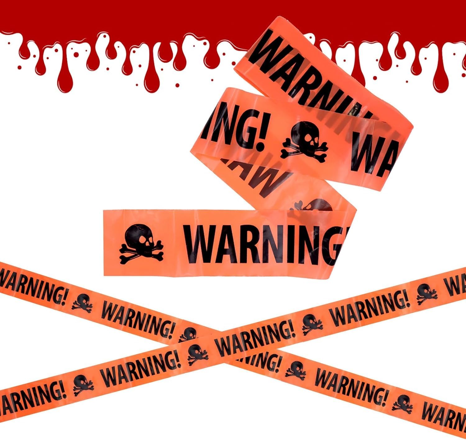 Halloween Caution Tape | 6M Orange Hazard Warning Tape for Halloween Decorations | Safety Printed Tape for Workplace Danger Areas Party Decorations (Orange)
