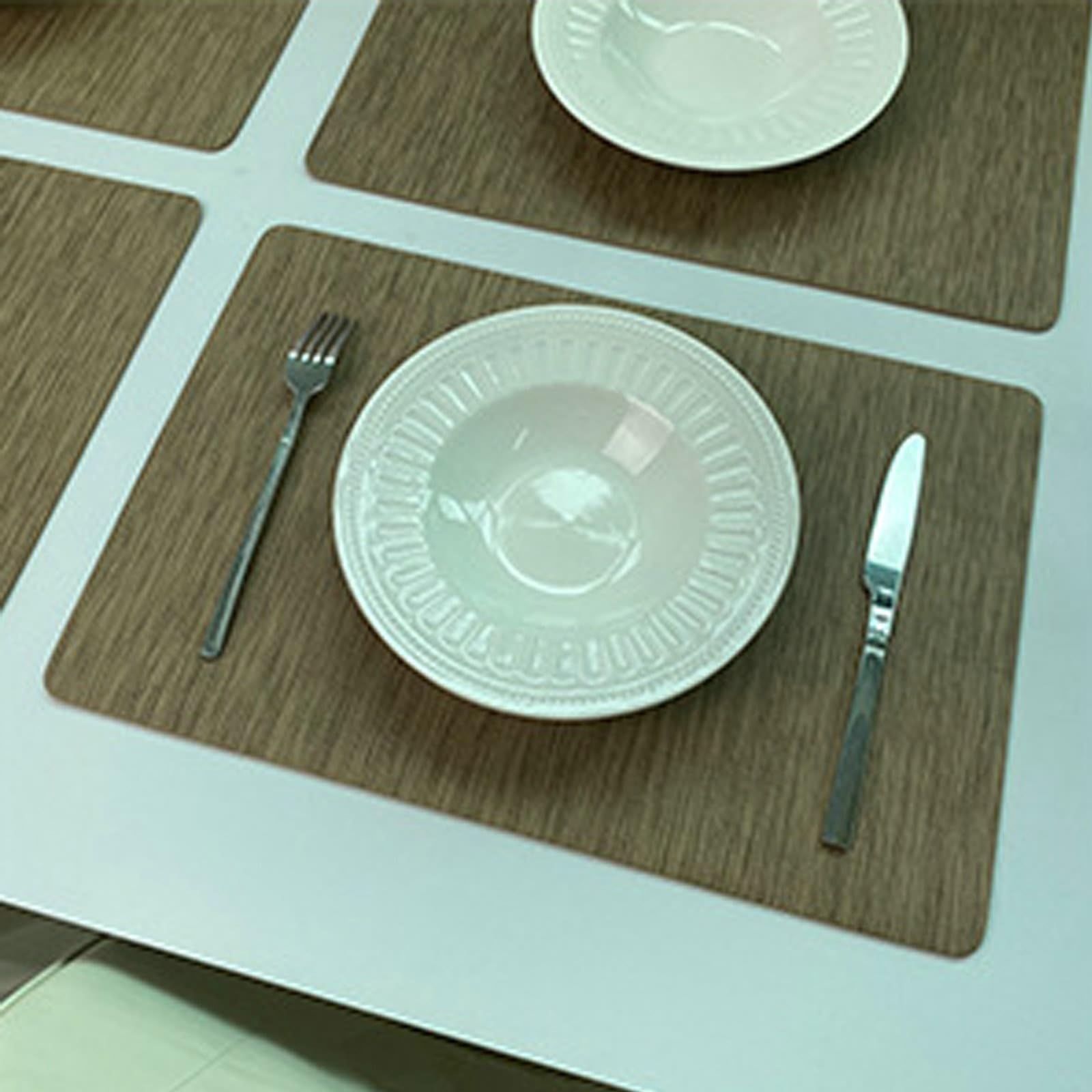 AMDXD Lot de 8 sets de table à motif, 30 x 45 cm, en cuir synthétique uni, lavables, carrés, pour table, bar, cuisine, garçon, marron