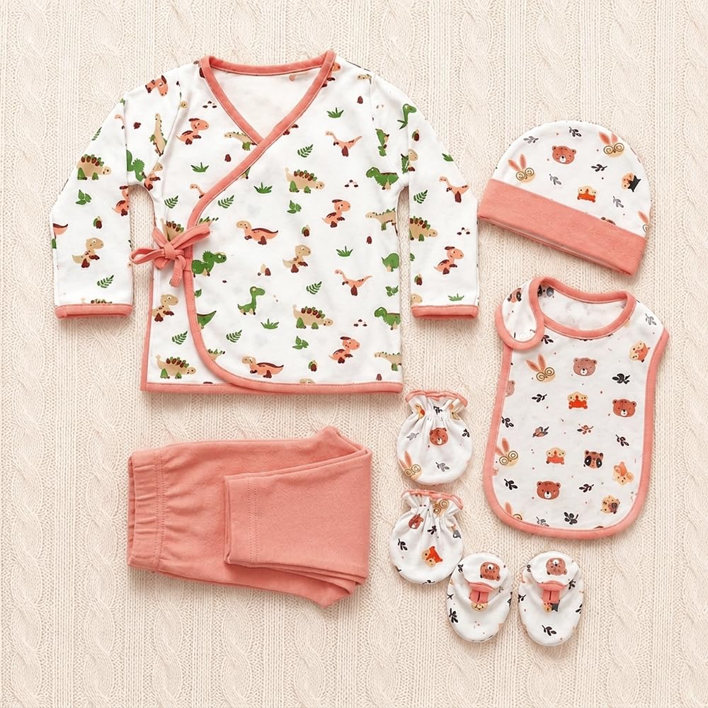 TinyLane - Curated for you! Premium Organic Newborn Baby Gift Set, Hypoallergenic Bamboo Fabric, Multi-Color, 0-6 Months, Skin-Friendly, Pack of 8, Perfect for Baby Boys & Girls, Baby Shower Gifts-image-11