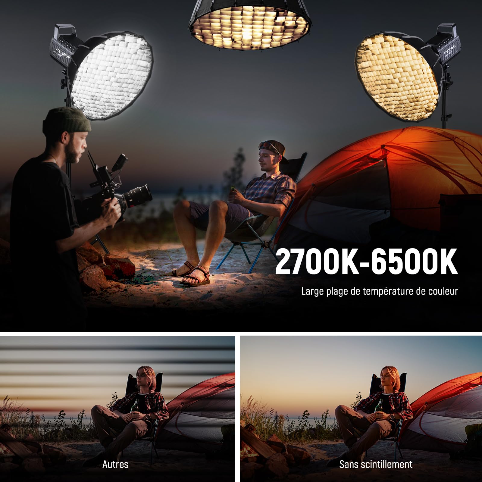 NEEWER FS150B Lampe vidéo LED bicolore 130 W, éclairage continu COB portable avec contrôle 2,4 GHz/APP/prise de vue silencieuse, 4 modes de gradation précis, 2700 K-6500 K, 12 effets, monture Bowens