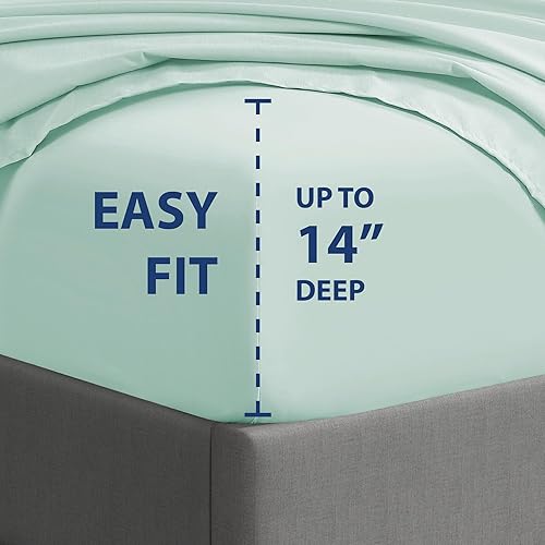 Miniatura 3 de Cathay Home Essentials Juego de sábanas de microfibra ultra suave, hipoalergénicas, resistentes a las arrugas, doble cepillado, color menta, tamaño