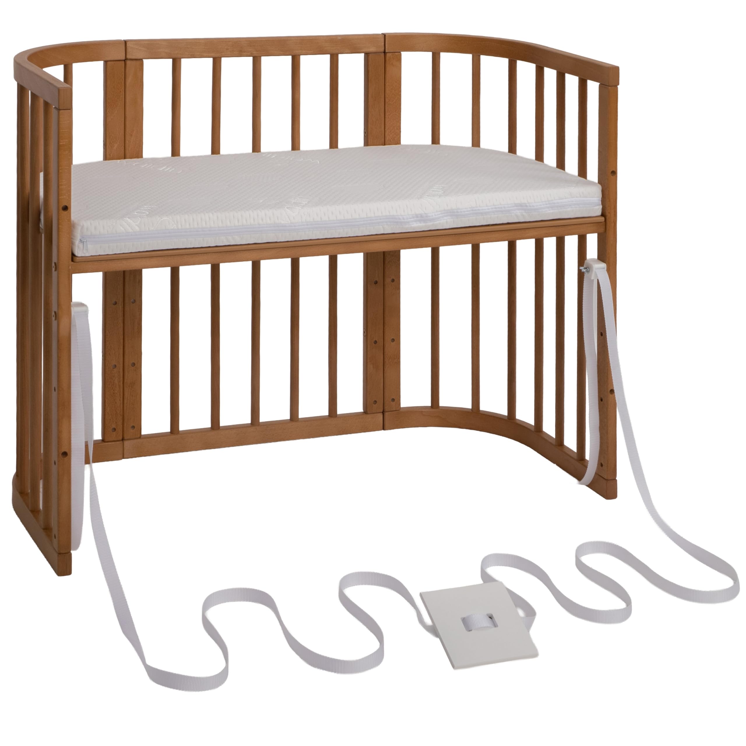 waldin Cuna Bebé 5 en 1, Cuna Colecho de Madera, Colchón, Vintage | Ventilada, Base Regulable en 5 Alturas, Cuna Evolutiva Convertible, Mecedora Opcional
