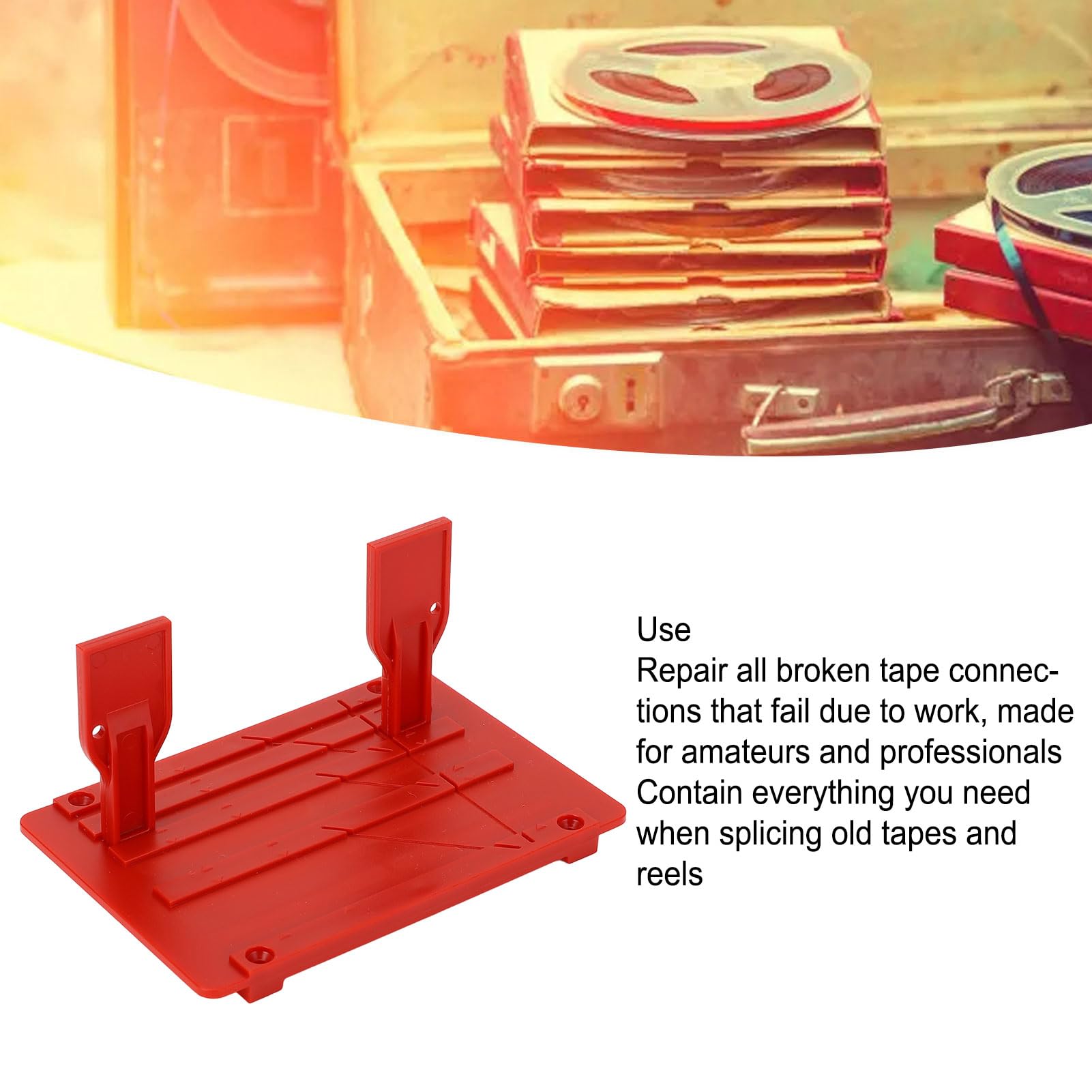 Band-Spleiß-Set, für Universal-Reel-to-Reel-Tonbandgerät, Tape-Spleißplatten-kompatibles Band 1 Zoll, 1/2 Zoll, 1/4 Zoll, 1/8 Zoll Reel-to-Reel-Bänder (Rot)