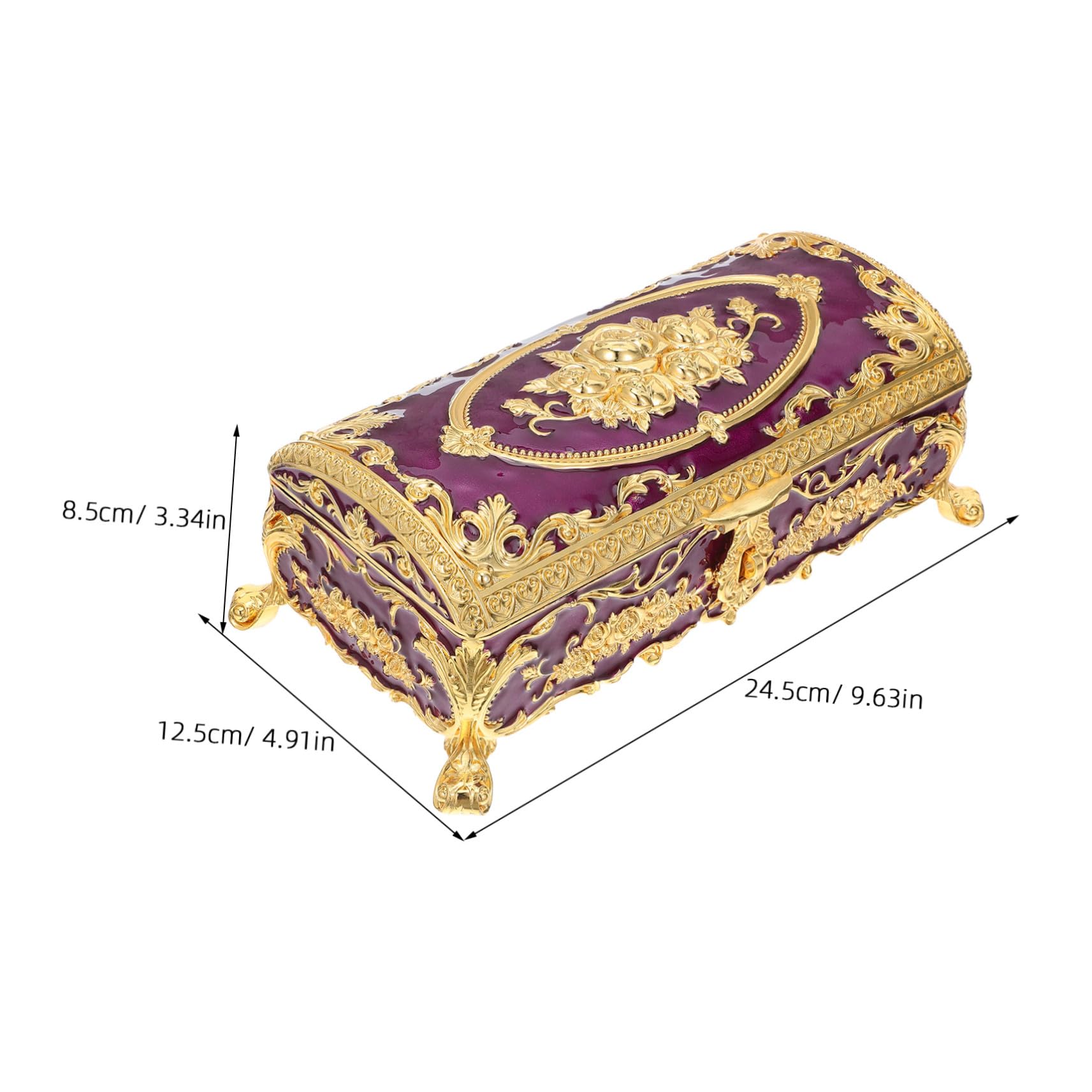 SOLUSTRE Schmuckkästchen mit Kompakter und Vielseitiger Aufbewahrung aus Legierung für Damen Vintage Elegante Violette Schmuckbox für Armbänder und Ohrringe dem Schminktisch