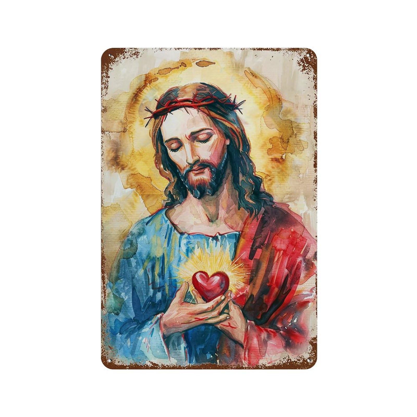 FHUYEURHRY Colorful Impasto Virgin Mary 01 Wall Decor Retro Iron Vintage Art Metal Tin Sign Poster Modern Home Cofffee Club Art Bar Shop Decorations Style-36 30x20cm