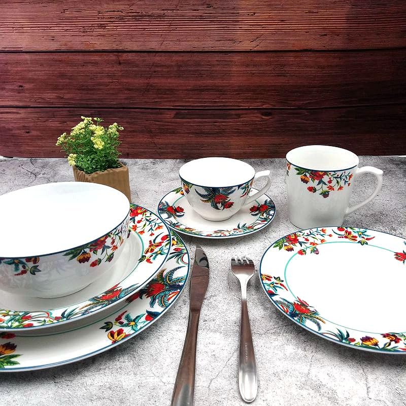 Vajilla de cerámica Estilo Europeo Estilo jardín de casa Flor vajilla de cerámica Conjunto tazón, Taza de café, Plato, Plato,Coffee Cup and Plate