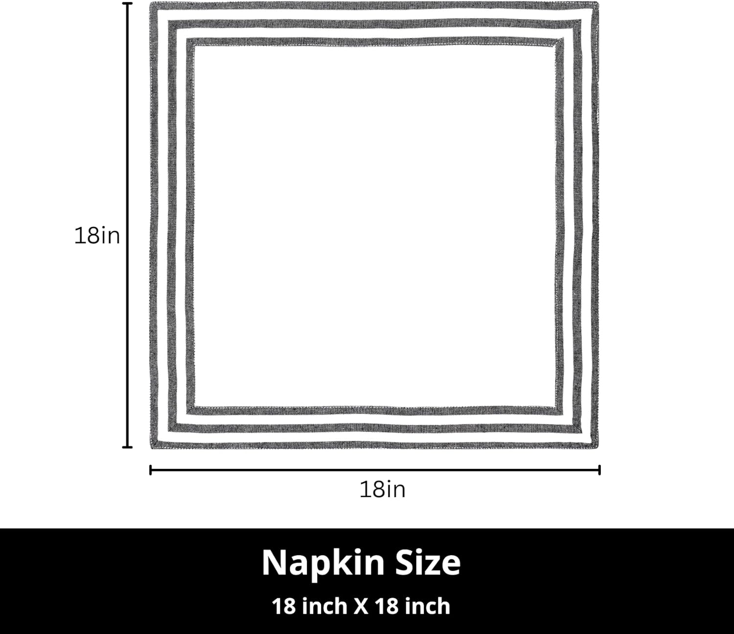 PurpleEssences Black and White Cloth Napkins - 18x18 Inch Set of 6-100% Cotton Elegant Hemstitch Dinner Napkins with 1.5" Stripe Edges, Durable, Washable - Spring Easter Summer Table Décor - Image 3