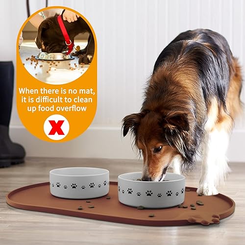 Miniatura 25 de KPWACD Tapete de alimentación de mascotas para perros y gatos, mantel individual de silicona para perros, antideslizante, impermeable, evita