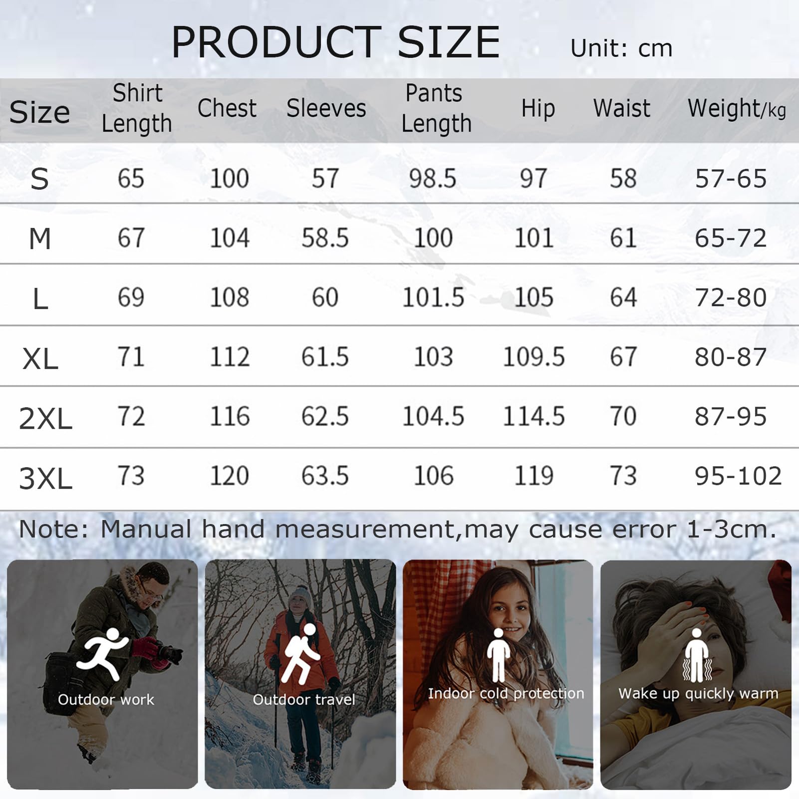 Hombres Mujeres Conjunto De Ropa Interior Calefactada, Inviernos Calefacción Exterior De 30 Zonas Térmicas Y Pantalones Protección contra El Frío, con Batería