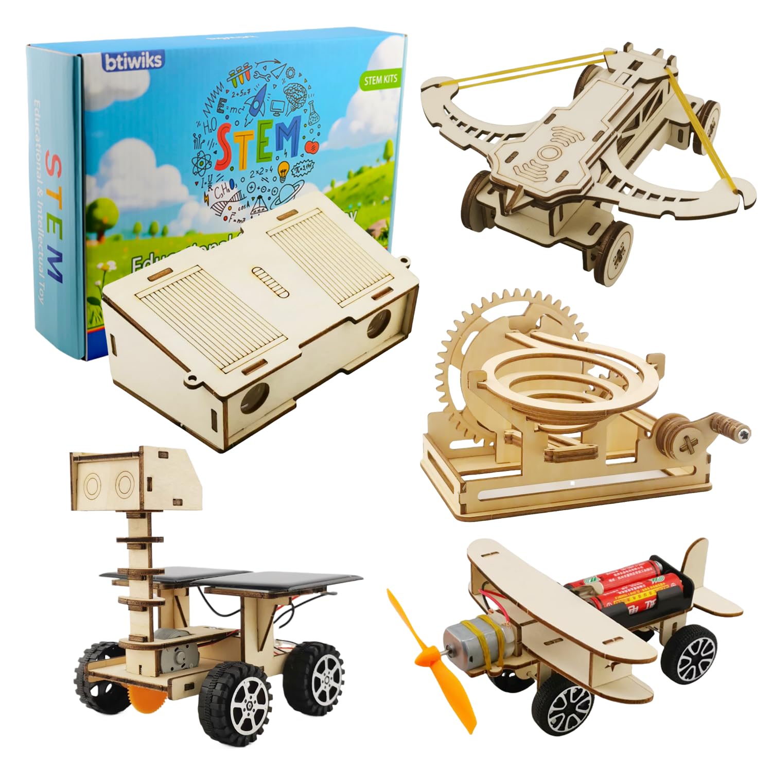 5-in-1 STEM Building Kit for Kids Ages 8-12 – Build Moon Rover, Airplane, Marble Run, Tel…