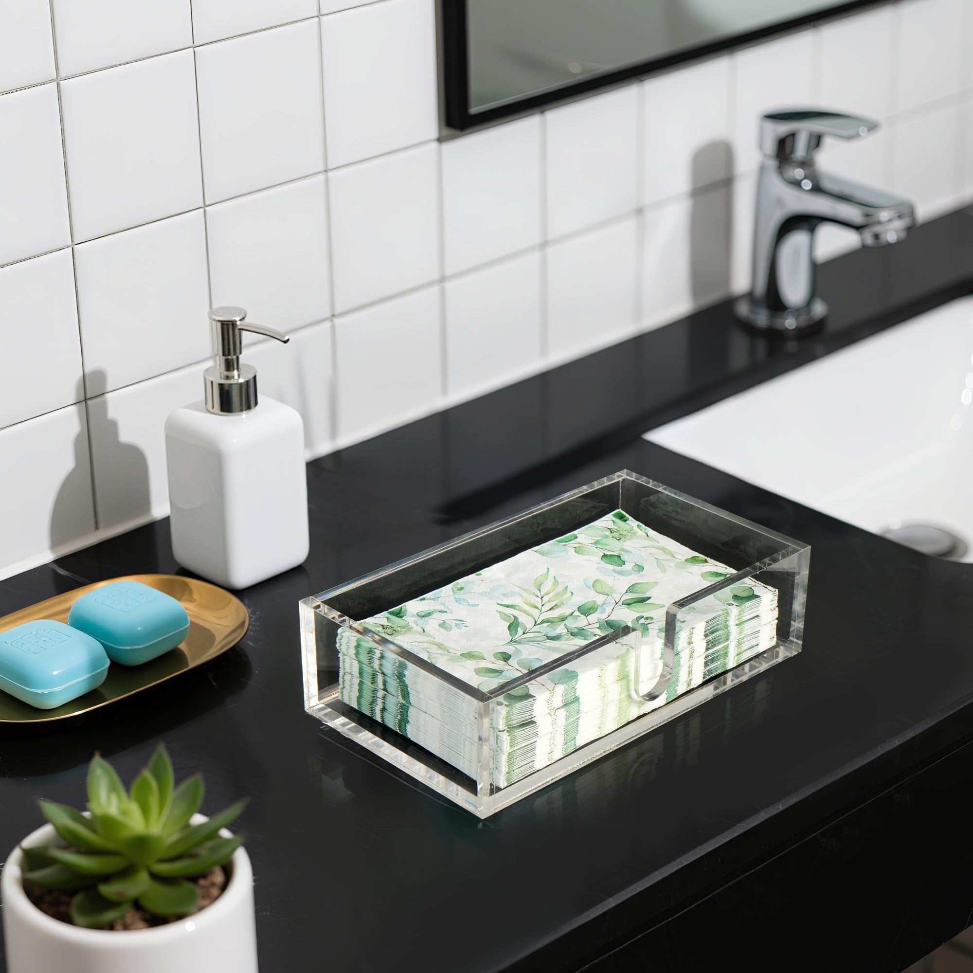 LotFancy - Portatovaglioli in acrilico, portatovaglioli per ospiti, per cucina, sala da pranzo, bar, feste, moderno buffet per bagno, rettangolare