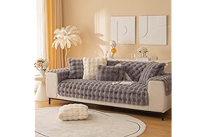 OKYUK Rabbit Plush Sofa Cover: Anti-Slip Sofa Cushion