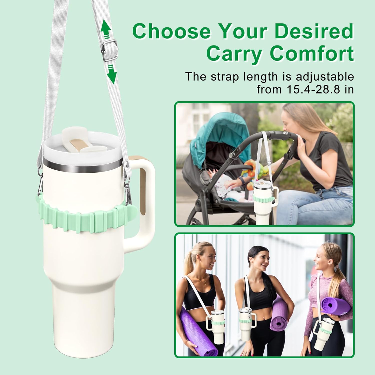 Water Bottle Holder with Strap for Stanley Cup Accessories,Adjustable Shoulder Strap Compatible with Stanley Tumbler,Owala,Hydroflask, YETI and More - Image 5