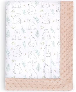 ACRABROS Baby Blankets for Boys Grils,Fleece Baby Throw Blanket Unisex,Reversible Soft Plush Minky with Double Layer Dotted Backing,Baby Essentials for Newborn Infants,30X40 Inches,Linear Polar Bears
