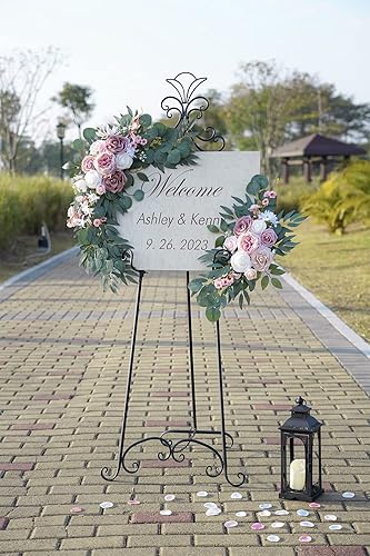 Miniatura 2 de PONATIA Small Wedding Arch Flowers (Pack of 2), Artificial Dusty Rose Flowers for Wedding Welcome Signs Decorations and Arch Flower For Wedding