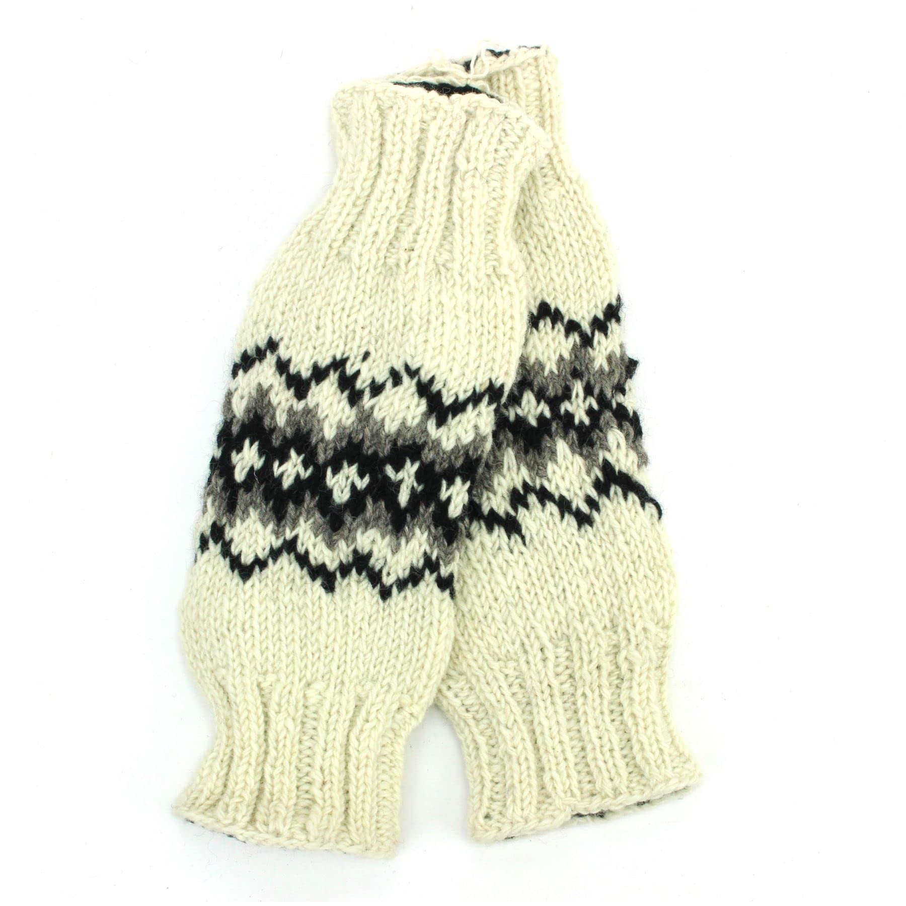 Loudelephant Fairisle Cream Hand Knitted Wool Leg Warmers