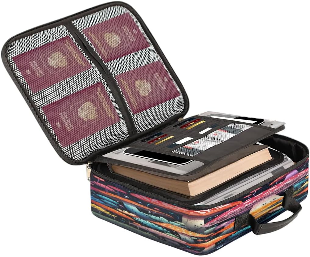 File Organizer Beautiful Mushrooms Document Organizer with Handle Portable File Organizer Bag Home Travel Storage Bags for Files Laptop Certificates