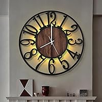 Vista 1 de LEIKE Relojes de Pared LED Grandes, Silenciosos, Sin Tictac, Funcionan con Pilas, Rústico Redondo Moderno Gran Reloj de Pared de Madera para Sala