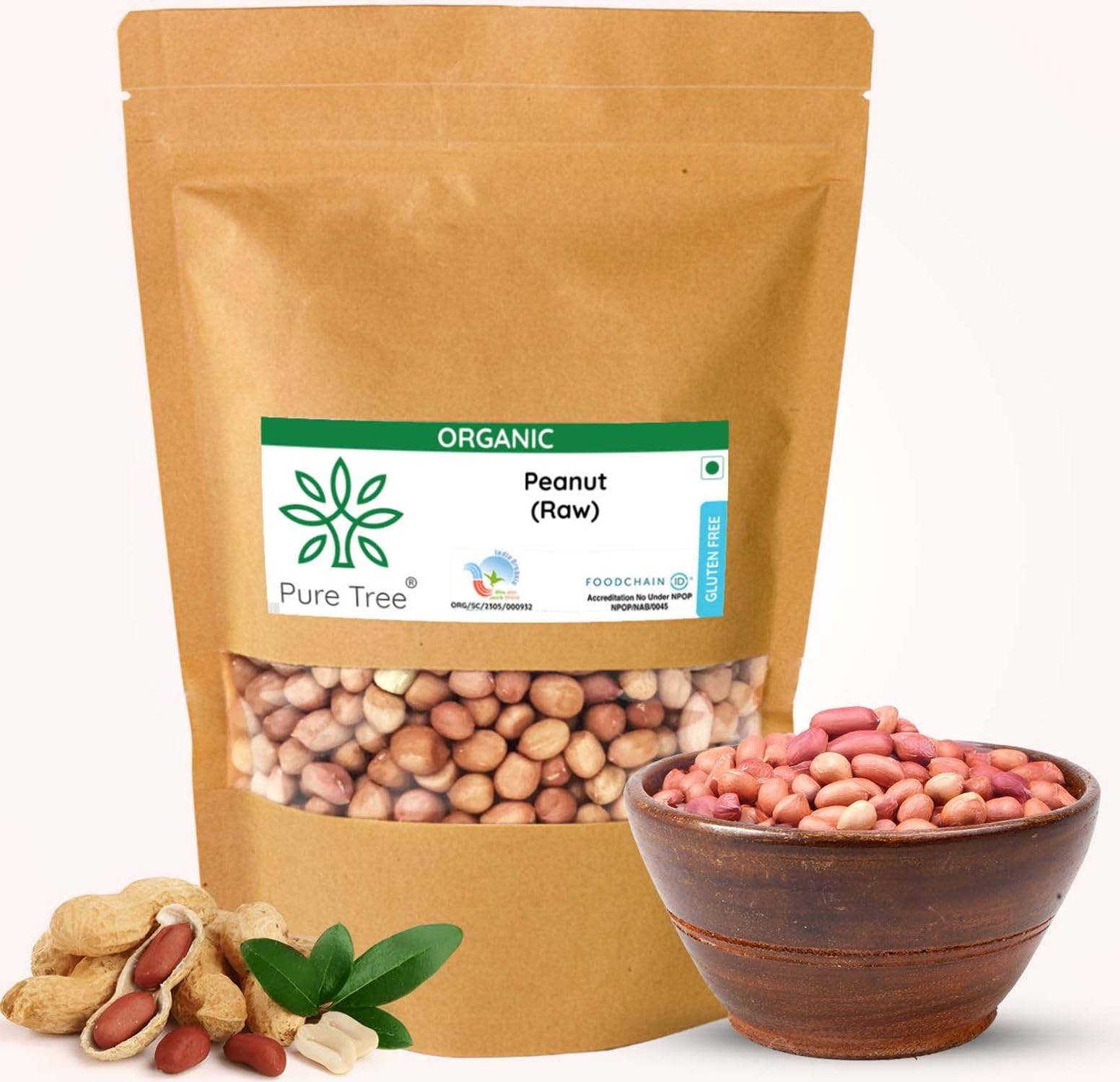 Pure Tree Certified Organic Raw Peanuts | 350 g | Groundnuts Raw | Moongfali dana | Kadle Beeja Good Source Of Healthy Fats Protein | Peanut Organic Singdana Mungfali Dana