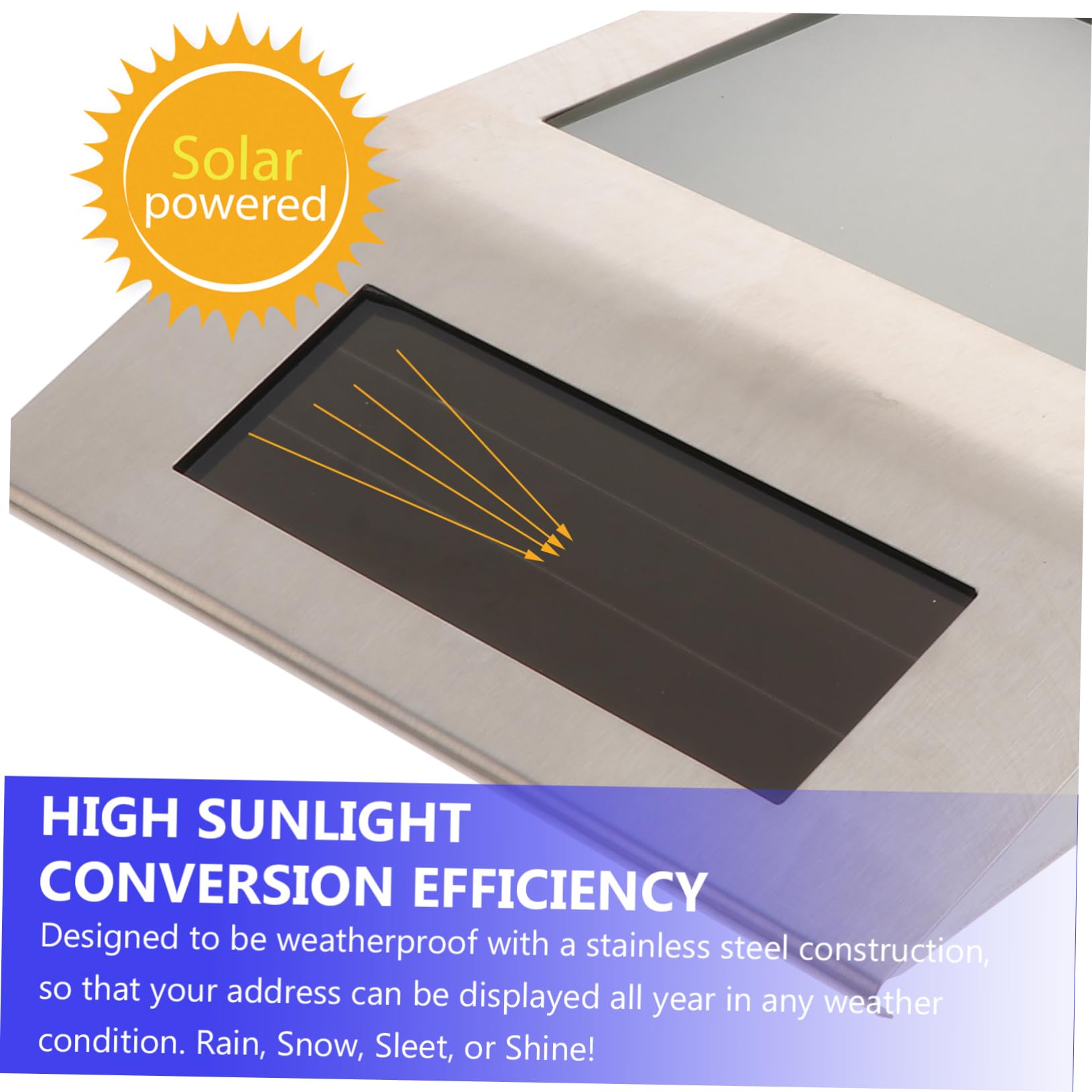 Lampada Solare da per Numero Civico in Acciaio Inossidabile Illuminazione LED Senza Fili Resistente Intemperie e Giardino