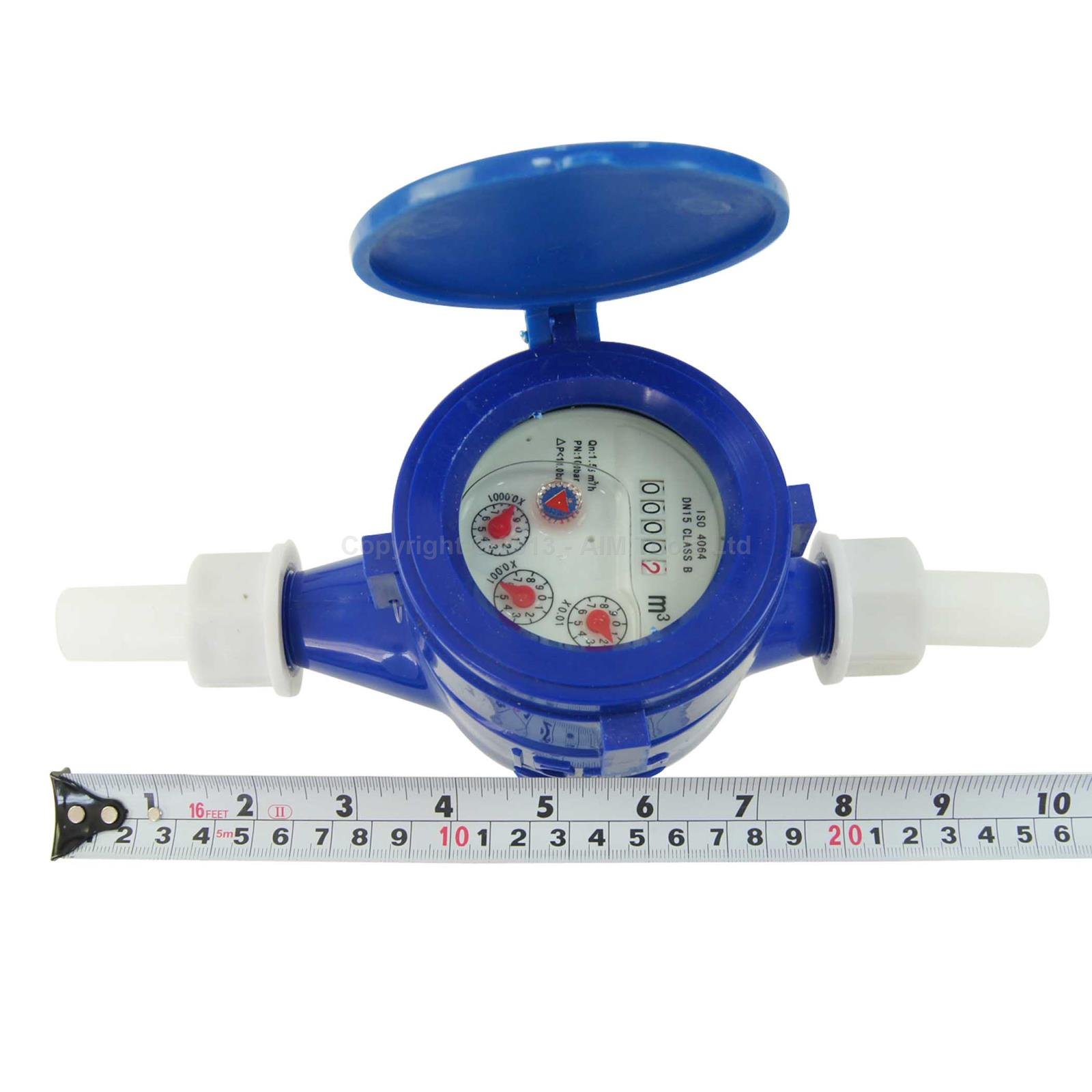 KATSU Contador de Agua Fría, Medidor de Flujo de Agua Doméstico de Jardín de Plástico ABS de 15 mm, Tipo Húmedo 15180515