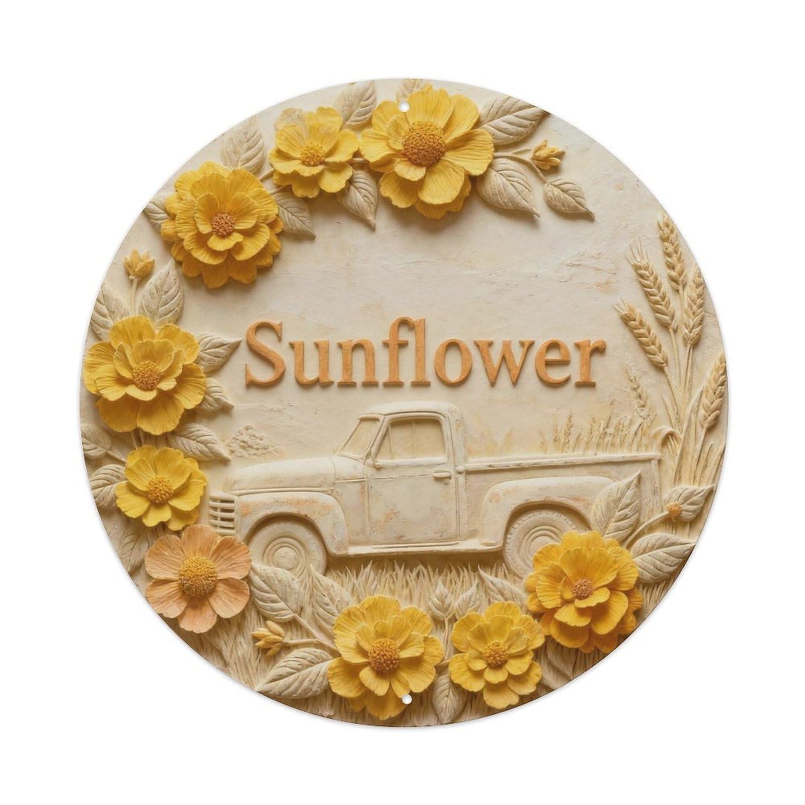Sunflower Truck Metal Tin Sign Plaque
