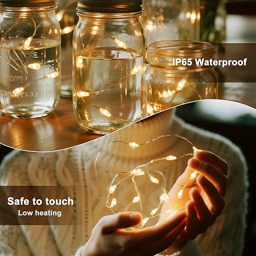 Miniatura 6 de Guirnalda de 120 luces LED de 39.4 pies, funciona con pilas, 6 paquetes de 6.56 pies, 16 colores, guirnalda de luces con control remoto, luces