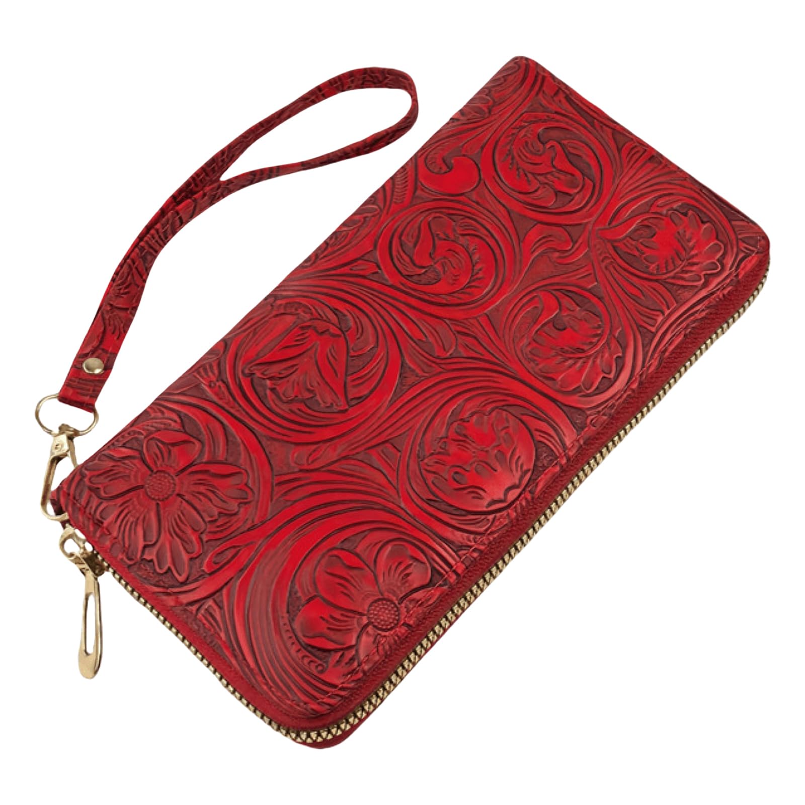 Bakurok Womens Wallet Wristlet RFID Blocking Floral Vegan Leather Purse Long Zip Around Clutch Large Capacity Card Holder