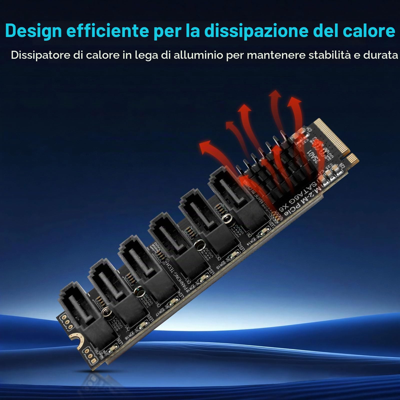 Scheda Exaio da M.2 a SATA3.0, controller PCIe SATA 3.0 a 6 porte per chip ASM1166, scheda adattatore PCIE3.0 X2 16G, supporto SATA3.0 6G X 6, dispositivo SATA 6