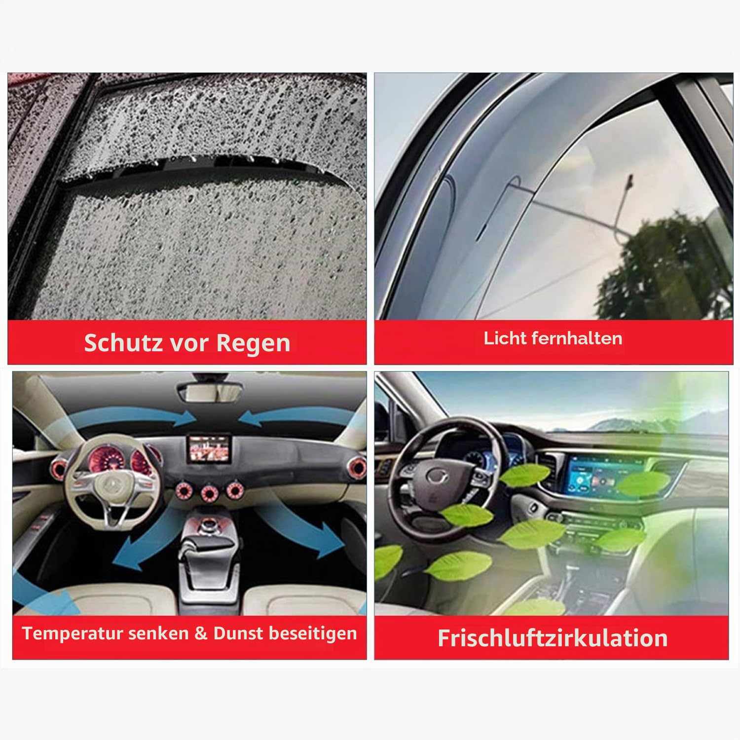 Set mit 2 Windabweisern Kompatibel mit VOLKSWAGEN CADDY 2021 2022 2023 2024 2025 2026 Modelle.