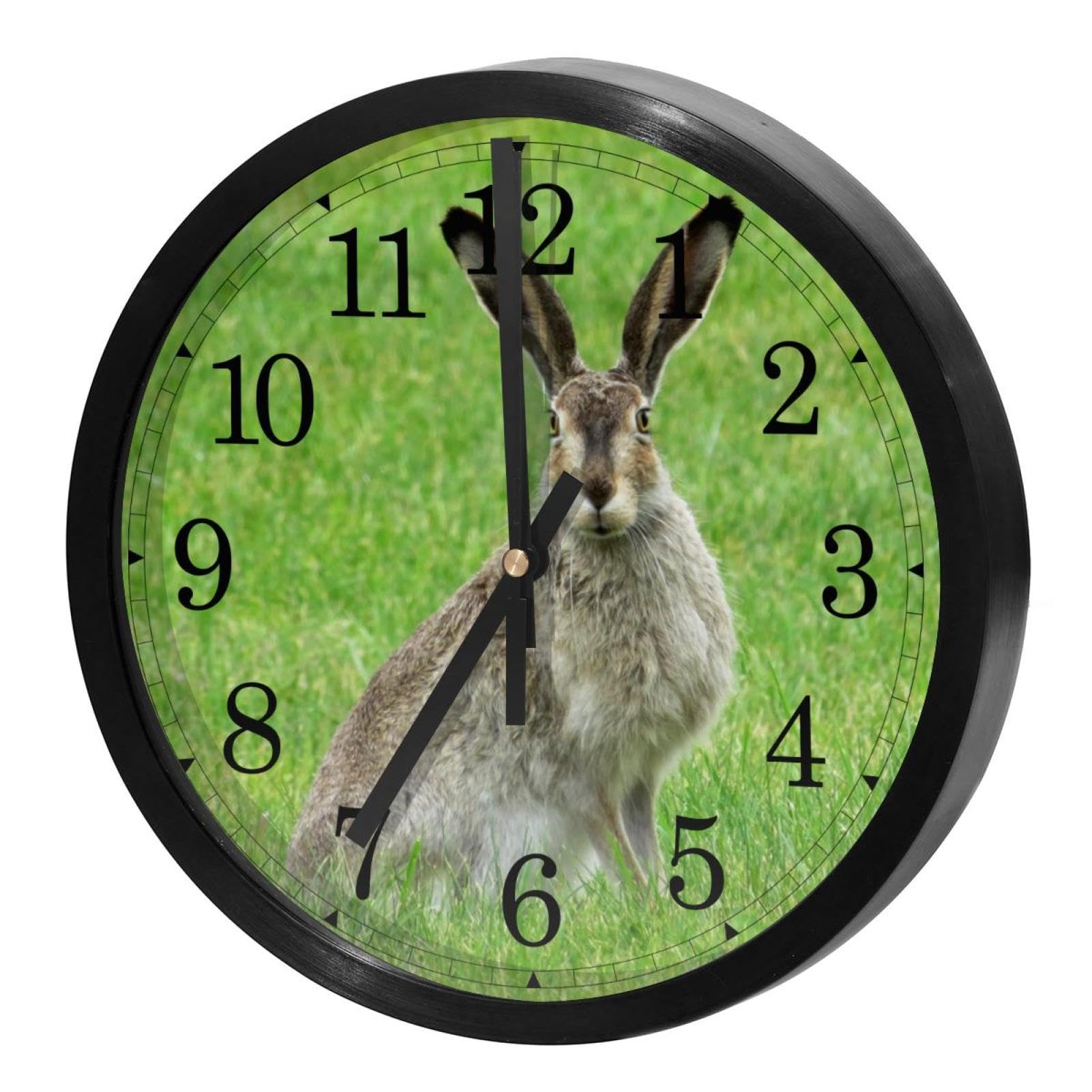 Horloge murale silencieuse lapin sauvage grand cadran quartz pour décoration de cuisine et bureau