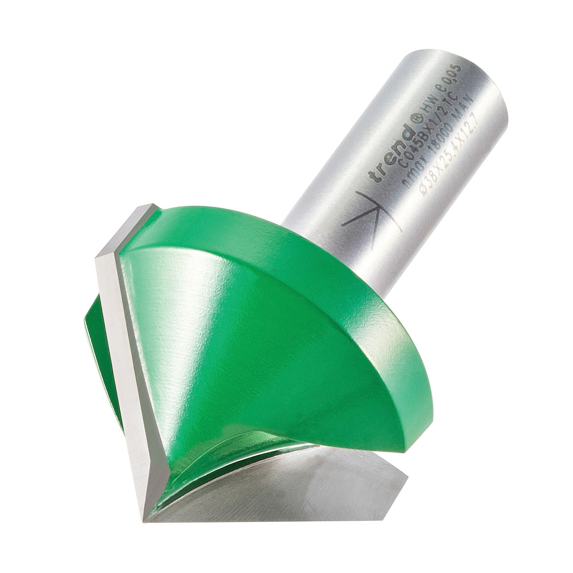 Trend Craftpro Chamfer Router Cutter, 1/2 Inch Shank, 38Mm Cut Diameter & 45 Degree V Groove, Tungsten Carbide Tipped, C045bx1/2Tc