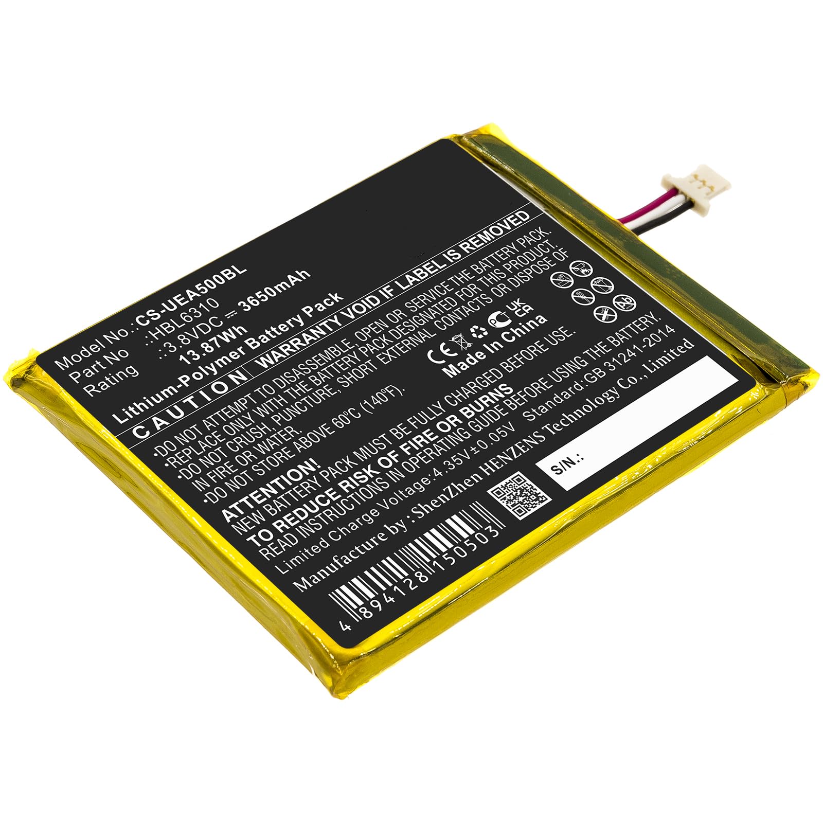 Replacement Battery for Urovo HBL6310,3650mAh