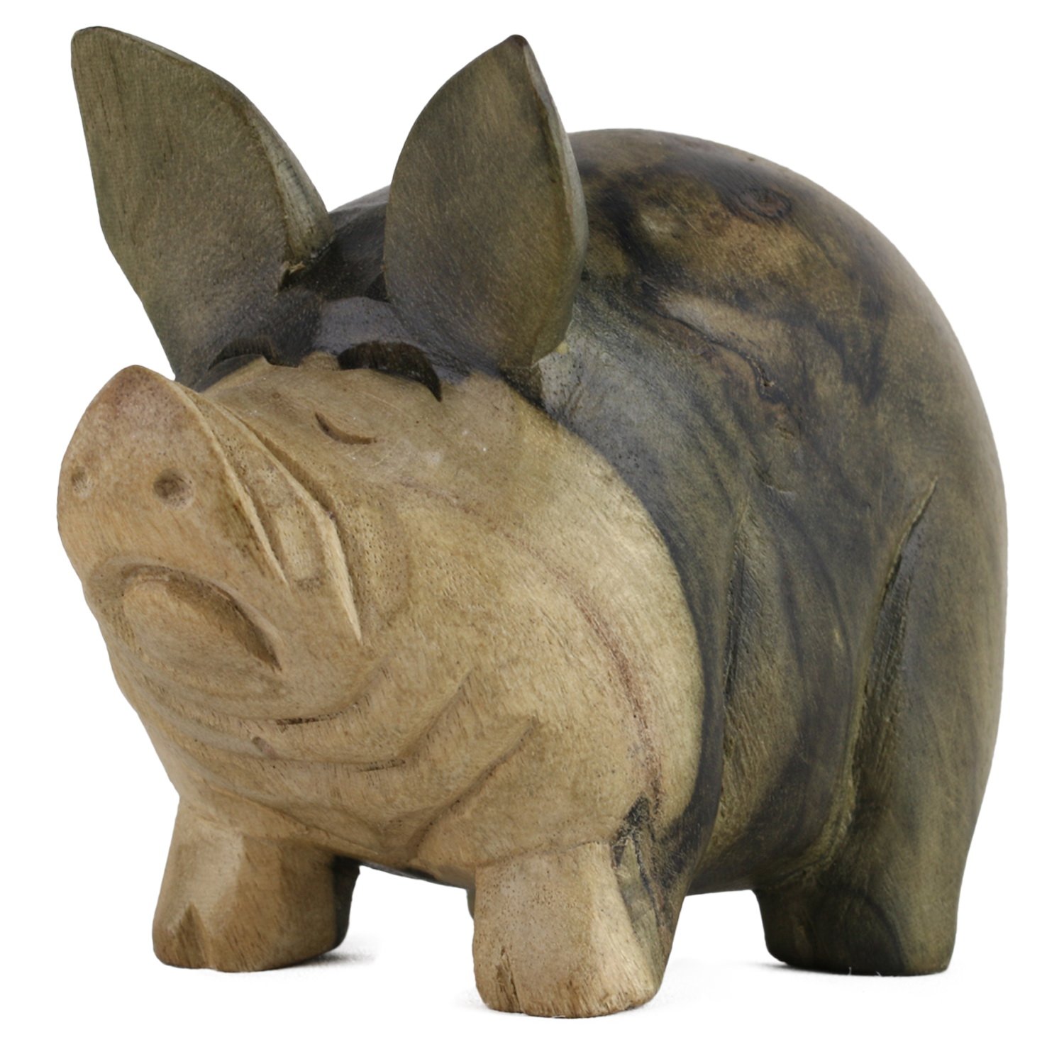 ART-CRAFT Holz Schwein von Hand geschnitzt aus einem schönen