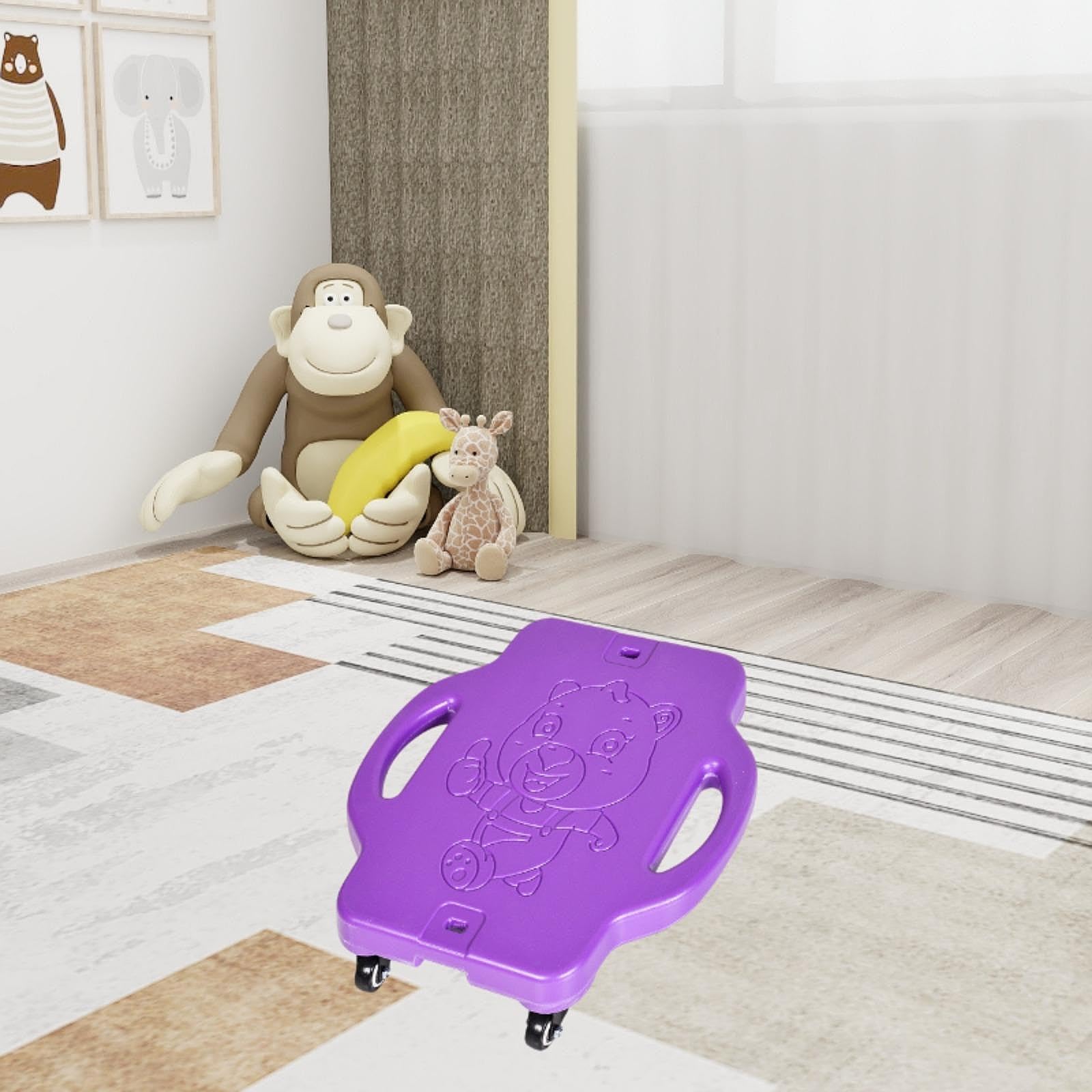 rockible Scooter Board Sitting Board for Kids Child Skateboard with Handle Sport Flat Scooter for Park Gym Basement Indoor and Outdoor, Purple