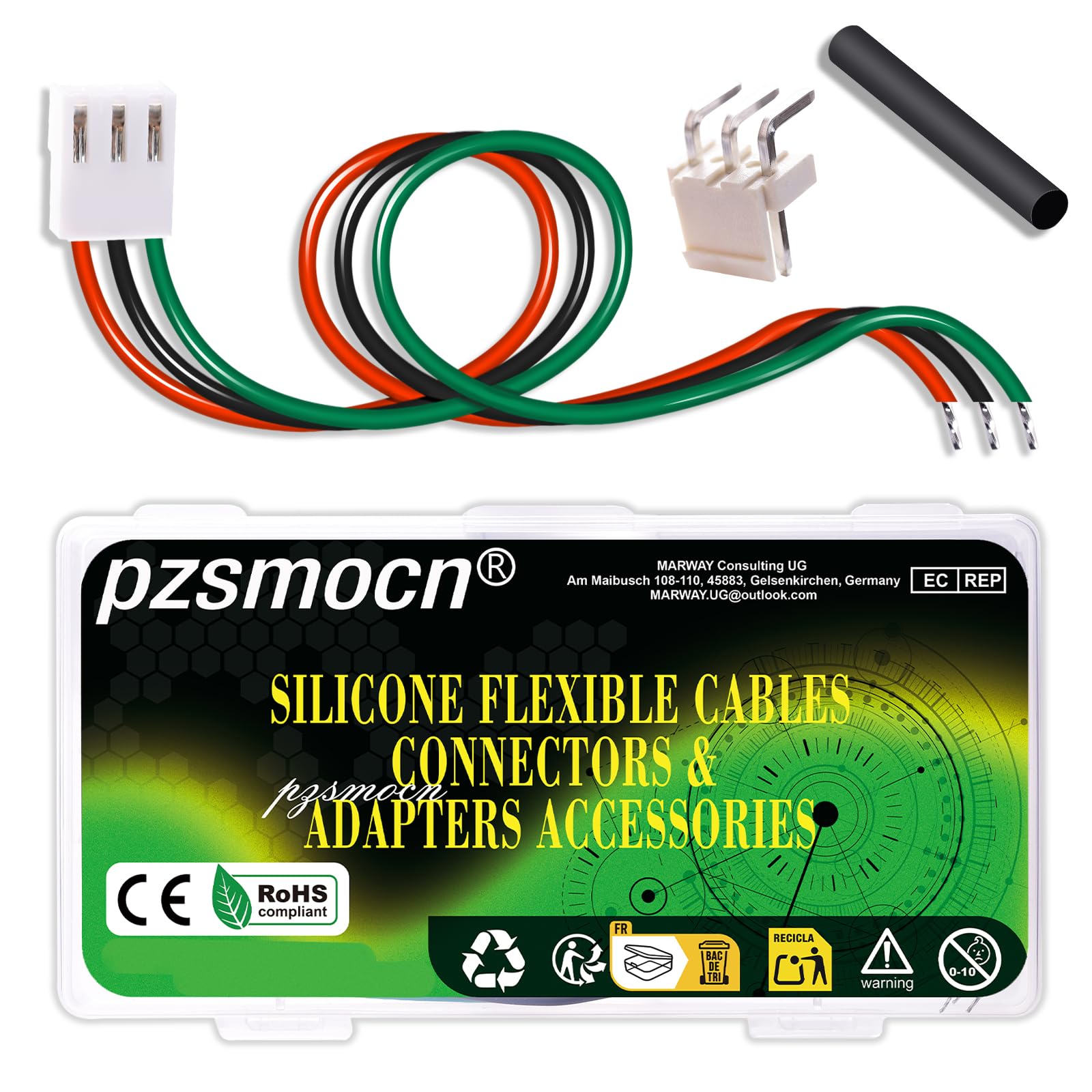 pzsmocn 15 Sets/60 Pcs JST VH SMT 3.96mm Pitch 3 Pin 22AWG Silicone Cable Connector Plug Socket Adapter Cable Accessories, JST VH SMT Female Housing with 20cm Silicone Pre-Wired Cable and Male Housing