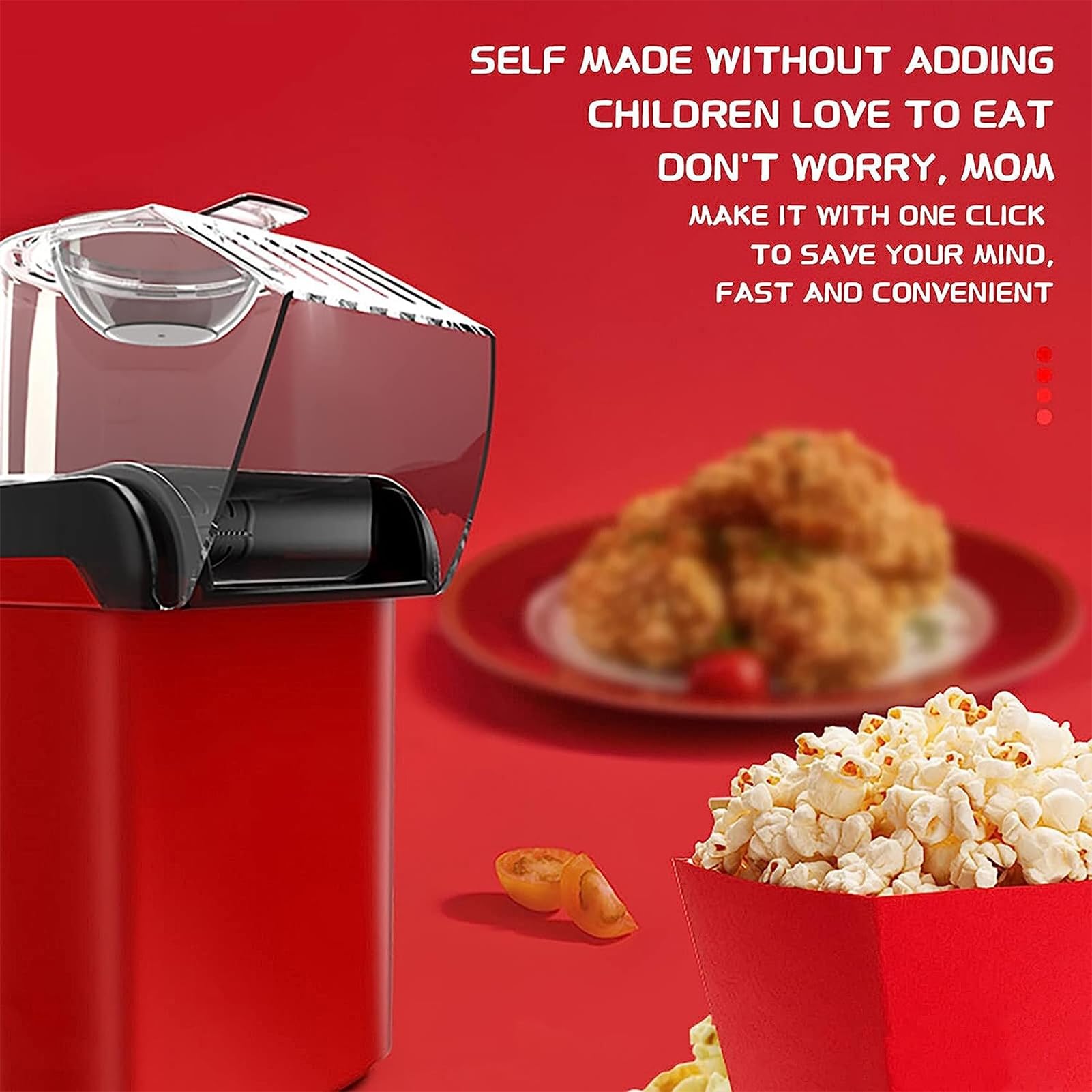 Piccola macchina per popcorn per uso domestico, senza olio e a bassa temperatura, macchina per popcorn ad aria per feste e divertimento in famiglia, facile da usare, senza grassi e sana, bianca