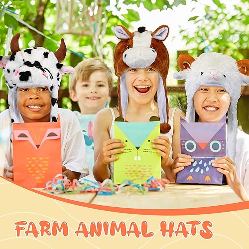 Miniatura 5 de Newcotte Juego de sombreros de animales, 6 sombreros de disfraz para niños, incluyendo caballo, oveja, cerdo, gallo, pato, conejo, sombreros