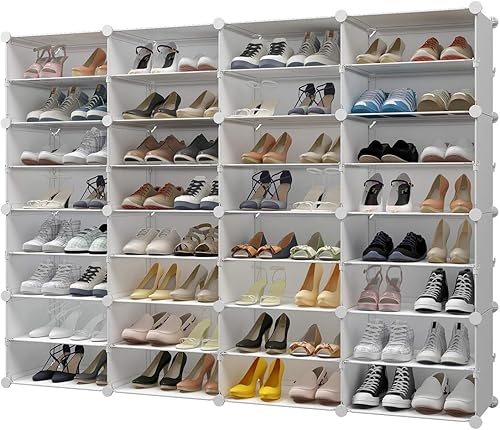 KOUSI Organizador de zapatos con 64 pares, zapatero de torre, armario de almacenamiento, organizador modular de zapatos, color blanco