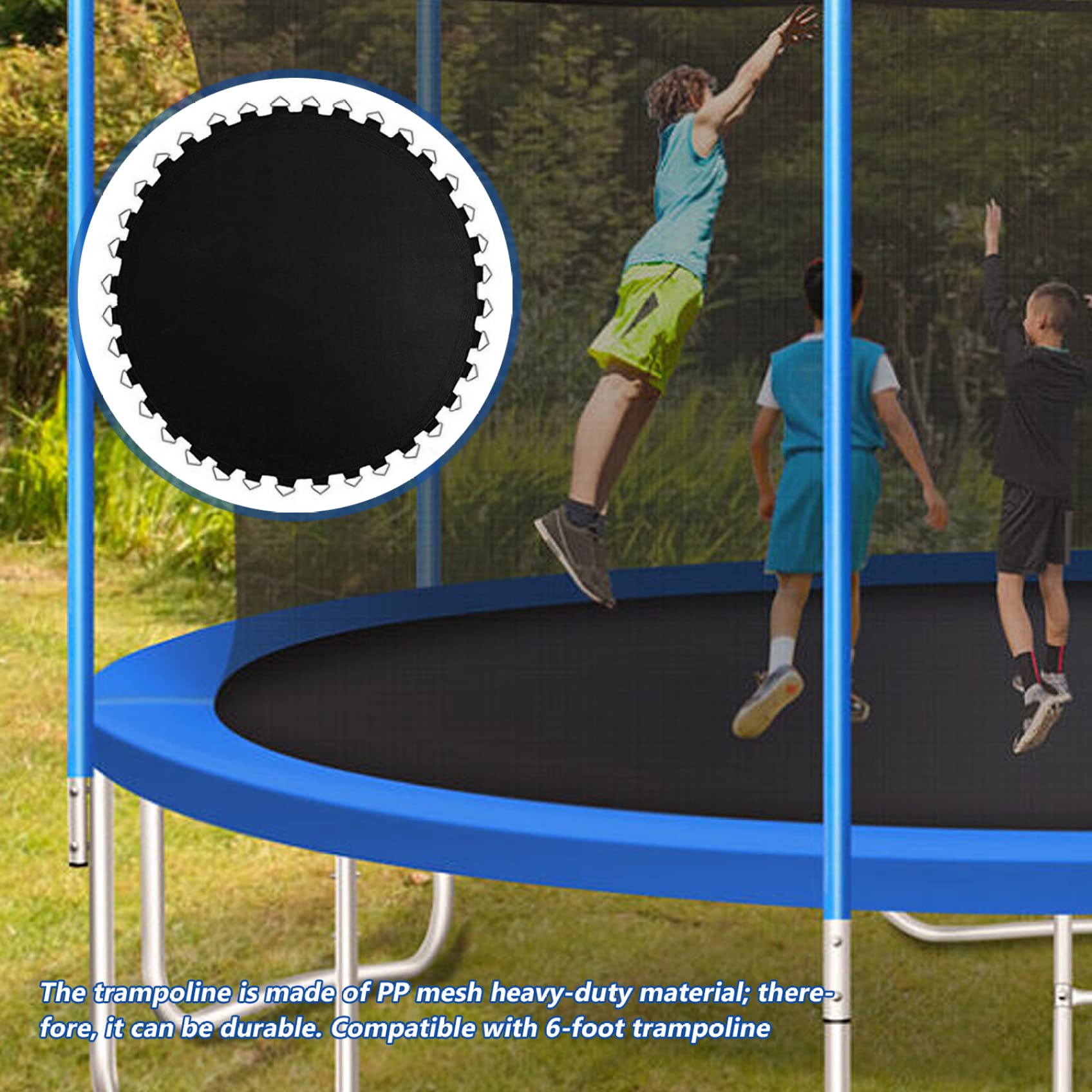 6ft Trampoline Mat Replacement High Elastic Round Jumping Mats 36 Buckles Jumping Pad for Trampoline Accessories