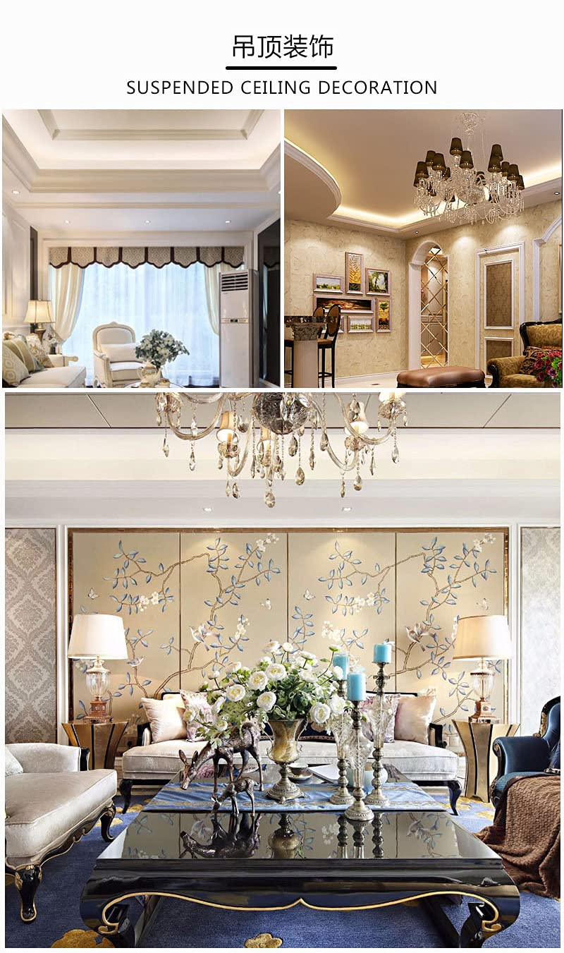 Decoración para el hogar Molduras de corona, 1 metro de moldura impermeable para borde de pared, borde del gabinete, borde de techos, encimeras (blanco)