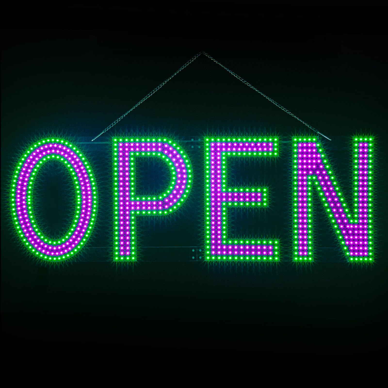Pink/Green LED Open Signs for Business 40x14 inch, Ultra Bright Light Up LED Sign for Storefront Window, Glass Door, Wall - Business Advertising Signs for Bar Shop Cafe Salon Restaurant
