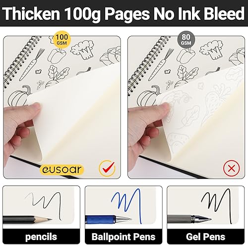 Miniatura 4 de EUSOAR Cuaderno de espiral en blanco, tamaño A4, 3 paquetes de 8.5 x 11 pulgadas, tapa dura, cuaderno de papel kraft en blanco a granel, bloc de