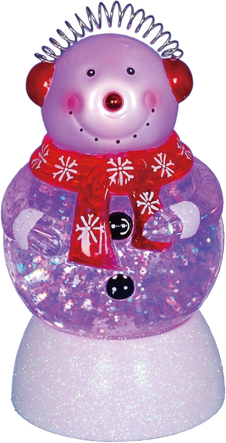 7.5" LED Lighted ColorChanging Snowman with Ear Muffs Snow