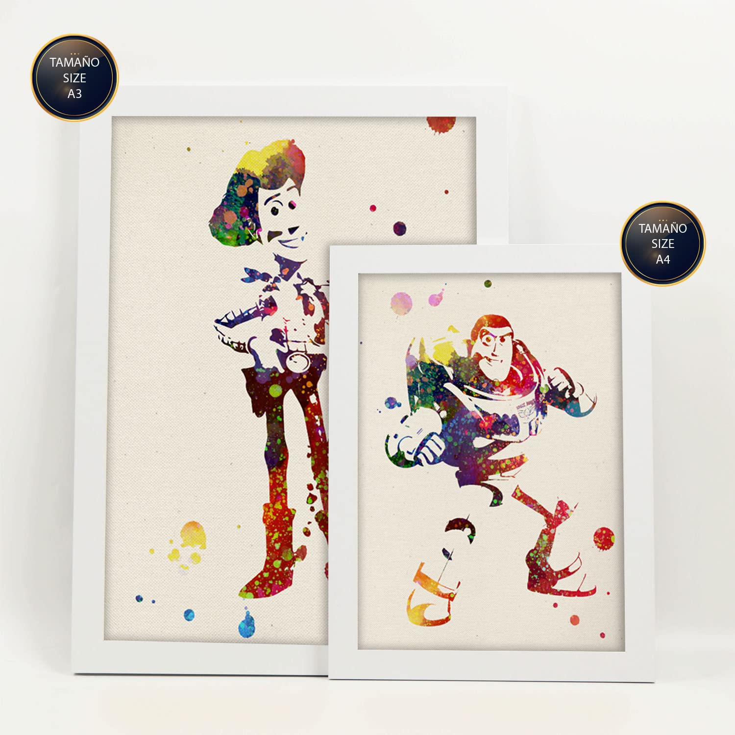 Nacnic Posters di Toy Story. Illustrazioni in Stile Acquerello di Racconti, Film e Libri per Bambini Classici. Progettazione e decorazione d'interni. A4 & A3 Cornici bianche.
