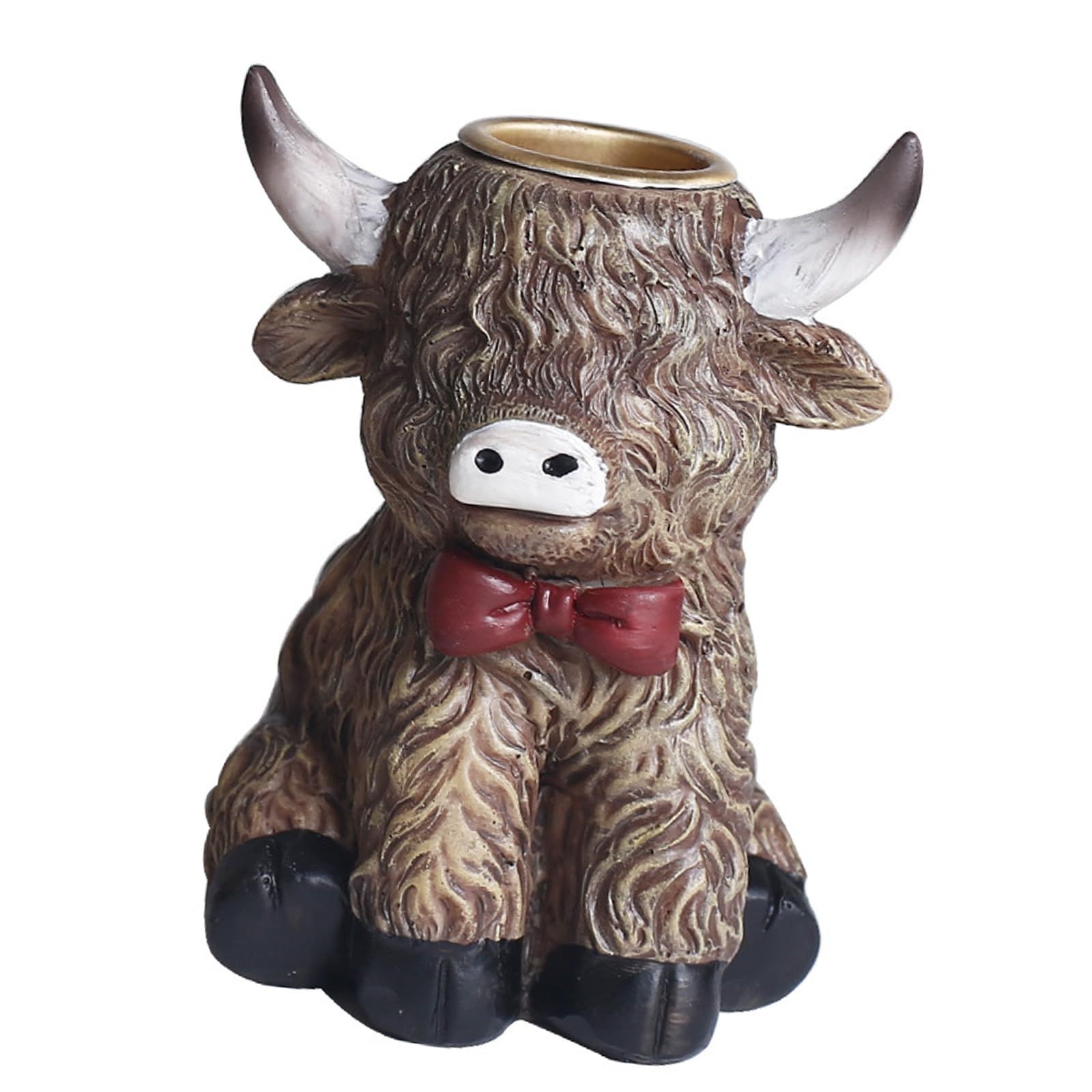hogtnd Highland Cow Statue Resin Tapered Candle Holder Calf Gnomes Ornament for Wedding Party Centerpieces and Farmhouse Decorations Resin Candle Holder