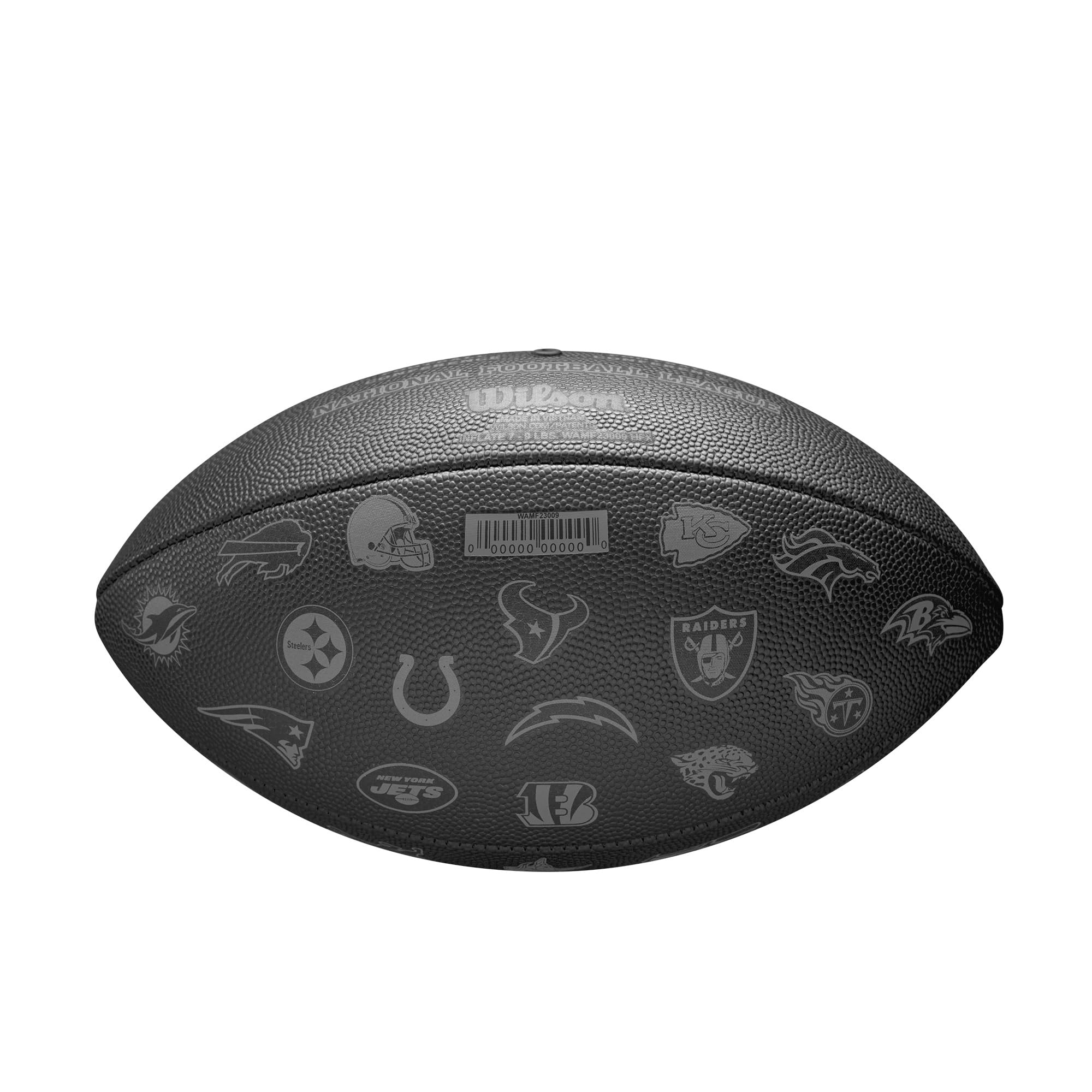 Wilson NFL 32 Team Football, Mit Einer Druckverriegelungsblase und klassischer Schnürung, Stilvolles Aussehen, Aus robusten Materialien, Farbe: Schwarz, Offizielle Größe